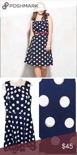 Dress Barn Navy White Polkadot Dress Polka Dot Dress Clothes Design Dresses