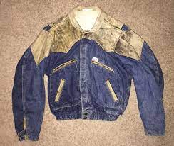 Vintage Guess Jacket 80s Two Tone Leather Denim Jean Marty Mcfly Back To Future Hip Leather Denim Jackets Denim