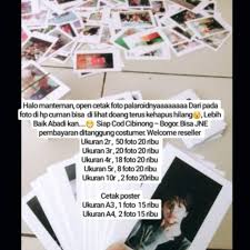 Misalnya foto dengan ukuran 6 x 6 cm, maka ukuran ini setara dengan 60 x 60 mm atau 2,3 x 2,3 inch. Jual Cetak Foto Palaroid 2r 50 Foto 20k 3r 20 Foto 20k 4r 18 Foto 20 K 5r 8 Jakarta Selatan Eyengshop21 Tokopedia