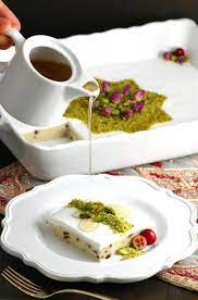 Lebanese Semolina Pudding Layali Lubnan Lands Flavors Recipe Recipes Semolina Pudding Middle Eastern Recipes