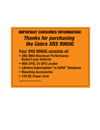 Cobra radar detector is one of the best radar detectors to avoid those worst speeding tickets. Cobra Xrs9960g Operating Instructions Manualzz
