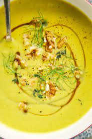 Fennel Walnut Soup With Leeks Turmeric Recipe Turmeric Recipes Fennel Soup Vegetarian Recipes