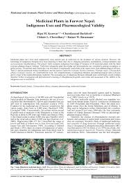 Check spelling or type a new query. Pdf Medicinal Plants In Farwest Nepal Indigenous Uses And Pharmacological Validity