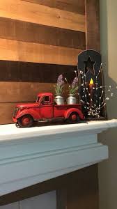 Little Red Truck Spring Time Lavender Milk Tins Primitive Decor Red Truck Decor Red Truck Primitive Decorating