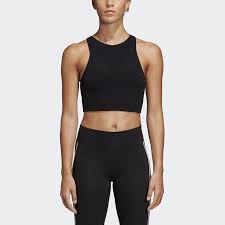 Adidas Crop Tank Top Black Warp Knit Crop Top Adidas Shirt Women Crop Tops Women Knit Crop Top