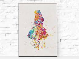 銷售50 愛麗絲夢遊仙境啟發水彩打印 Watercolor Print Art Prints Alice In Wonderland