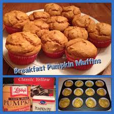 Breakfast Pumpkin Muffins 1 Box Yellow Cake Mix 1 Can Pumpkin Puree 1 2 Tsp Pumpkin Pie Spice 1 2 Tsp Cinnamon Do Pumpkin Pie Breakfast Yellow Cake Mixes