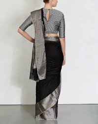 Black And White Striped Saree Blouse Black Gita Saree Raw Mango Saree Blouse Designs Blouse Designs Blouse Design Models