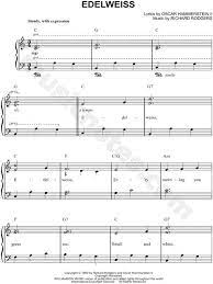 Print And Download Sheet Music For Edelweiss Composed By Richard Rodgers Sheet Music Arranged For Easy Piano In C Sheet Music Easy Piano Download Sheet Music