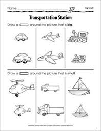 Opposite Words Practice Page Transportation Station Big Small Basic Concepts Activity Opposite Words Word Practice Transportation Theme Preschool