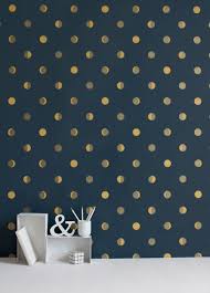 Moon Crescents Metallic Wallpaper Polka Dot Walls Gold Polka Dots Wall