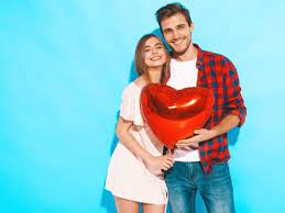 Download Portrait Of Smiling Beautiful Girl And Her Handsome Boyfriend Holding Heart Shaped Balloons And Laughing Happy Couple In Love Happy Valentine S Day Romantic Couple Poses Happy Couple Couple In