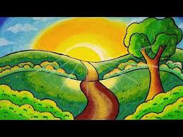 How To Draw Easy Scenery Drawing Sunrise At Hill Scenery Step By Step Oil Pastel Easy For Beginner Youtube Di 2020 Gambar Simpel Cara Menggambar Drawing