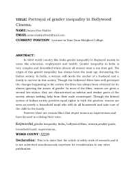 Doc Portrayal Of Gender Inequality In Bollywood Cinema Antara Halder Academia Edu