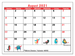 Terms like first half of the year and second half of the year are common in business, so a calendar that features the months in one of these intervals is beneficial. Kalender 483ds August 2021 Zum Ausdrucken Michel Zbinden De