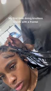 Frontal knotless braids First attempt 🔥 #dmvtiktok #dmvhairstylist  #dmvbraider #dmvfrontals #bohemianbraids #dmvbraiders #knotlesstutorial