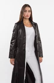 3 Button Matrix Full Length Ladies Black Leather Coat In 2020 Long Leather Coat Leather Trench Coat Leather Coat