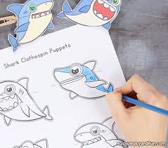 Shark Clothespin Puppets Easy Peasy And Fun Clothes Pins Shark Week Crafts Shark Puppet
