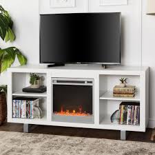 Black And White Fireplace Tv Stand Walker Edison Furniture Company 58 Modern Electric Fireplace Tv Stand Black Hd58fp18smsb The Home Depot Living Room Tv Stand Fireplace Tv Stand Electric Fireplace Tv Stand
