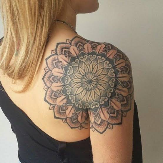 Back of Shoulder Mandala Dotwork tattoo by Niall Shannon – Best Tattoo Ideas Gallery