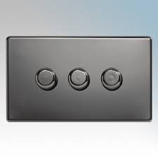 3 gang dimmer switch single plate. Bg Electrical Nexus Black Nickel Screwless Flat Plate 3 Gang 2 Way Push On Off Dimmer Switch 400w Discount Electrical