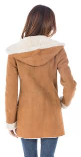 Blouson en peau retournée synthétique pour femme. Manteaux Cuir En Cuir Mouton Ref Magali Lc16 Whisky Whisky