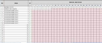 Apr 22, 2017 · contoh format absensi harian guru format excel (xlsx) ini merupakan salah referensi yang baik dan benar sesuai harapan anda, bisa digunakan untuk administrasi sekolah, contoh format, microsoft excel dengan demikian file tersebut bisa memenuhi dan mengakhiri pencarian di google. Xls Otomatis Download Aplikasi Pengolahan Data Absensi Guru Tahun Ajaran 2016 2017 Format Microsoft Excel Microsoft Excel Guru Aplikasi