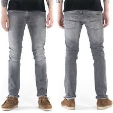 Details About Nudie Mens Slim Fit Jeans Trousers Thin Finn Dark Pavement Grey Stretch