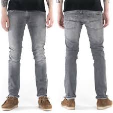 details about nudie mens slim fit jeans trousers thin finn dark pavement grey stretch