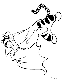 Printable tigger is scared of his halloween pumpkin coloring page. Tigger In Bat Costume Disney Halloween Coloring Pages Printable