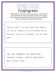 Play as many cryptograms as you want on cryptograms.org, absolutely free! Star Trek Cryptogram