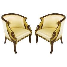 Pair Of Maitland Smith Empire Revival Mahogany And Parcel Gilt Swan Bergeres 1stdibs Com Maitland Smith Furniture Maitland Smith Furniture
