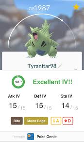 tyranitar 98 iv bite x stone edge pokemon go wiki