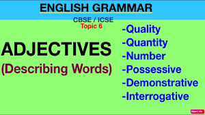 An adjective is a word or set of words that modifies (i.e., describes) a noun or pronoun. Adjectives Describing Words 6 Kinds Of Adjectives Quick Learn Youtube