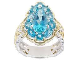 Paraiba Color Topaz Rhodium & 24K Yellow Gold Over Palladium ...