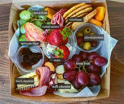 Grazing board summer step 6 meats vegetables dips cheese bread wooden. How To Create Mini Graze Boxes With Tips Supply Resources Dimplesonmywhat