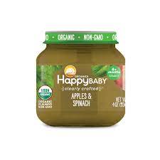 Happy Baby Stage 2 Organic Clearly Crafted Jar Apples Spinach 113g