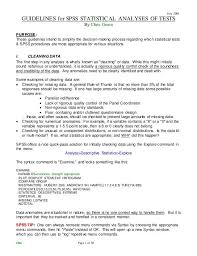 Guidelines For Spss Statistical Analyses Of Tests 1 Statistical Analysis Analysis Statistical