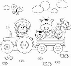 Farm Animals Coloring Pictures Fresh Farmer Boy Driving A Tractor And Carrying Farm Ani In 2020 Tractor Coloring Pages Animal Coloring Books Farm Animal Coloring Pages
