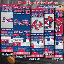 Atlanta Braves Birthday Invitation Baseball Ticket Invitation Sport Birthday Digital Inv Atlanta Braves Birthday Brave Birthday Invitation Sports Birthday