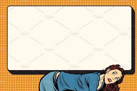 Woman On All Fours Holding A Poster Retro Illustration Pop Art Posters Retro Background