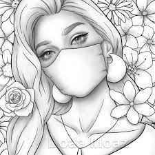 There are tons of great resources for free printable color pages online. Printable Coloring Page Fantasy Floral Girl Portrait Wearing Etsy In 2021 Grayscale Coloring People Coloring Pages Printable Coloring Pages