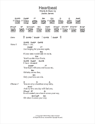 Search the internet for guitar chords and tabs/tablatures. Heartbeat Guitar Chords Lyrics Print Sheet Music Now