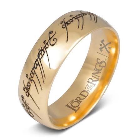 Solid Gold Men's Wedding Band: 7mm, Domed Design, Comfort Fit, Gold, Lightweight & Thin - The One Ring , Officially licensed partner of The Lord of
