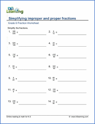 Equivalent fractions worksheet 4th grade. Grade 6 Simplifying And Converting Fractions Worksheets Free Printable K5 Learning