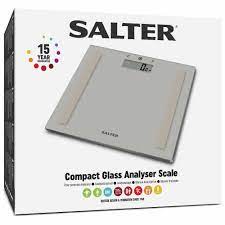 Aroma diffusers, bathroom scales, kitchen scales, luggage scales, carpet feet included (ensures accurate reading on carpets and uneven flooring),included with the glass analyser scales are user manual, batteries and carpet feet, salter housewares. Salter Compact Glass Analyser Bathroom Scales 9113 Wilko