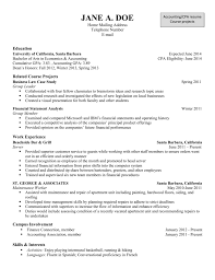 accounting resume  course projects