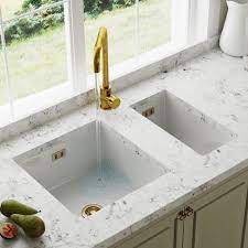 Revamp your kitchen with an undermount sink from the biggest brands in the business, including rangemaster, reginox and more. Astini Hampton 150 1 5 Bowl White Ceramic Undermount Kitchen Sink Gold Waste Kitchen From Taps Uk