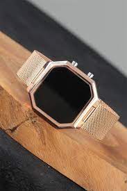 Metal Kordonlu Kare Dijital Ekran Unisex Saat Kadin Saati Dijital Saat Metal