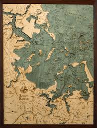 Boston Harbor 3 D Nautical Wood Chart 24 5 X 31 Dark Frame